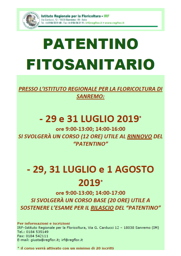 PATENTINO FITOSANITARIO
